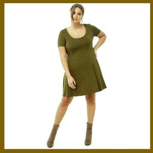 Pintage Crew Neck Cotton Skater Mini Dress